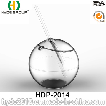 22oz Single Wall Acrylic Ball Shape Cup with Straw (HDP-2014)